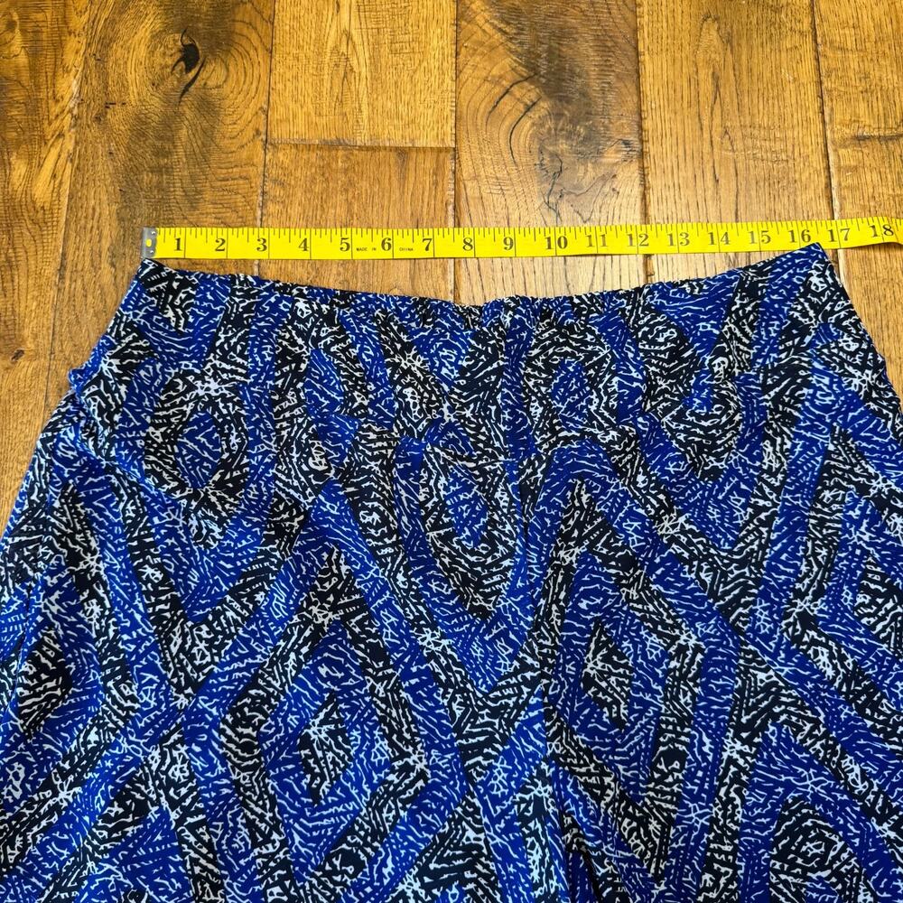 Cato Palazzo Pants Lined Blue Black White Boho Tribal Wide Leg Womens Sz L - Picture 3 of 7